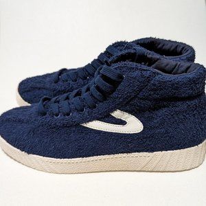 NEW Tretorn Eco Ortholite High Top Blue Terry Sneakers Navy Blue Men's/Women